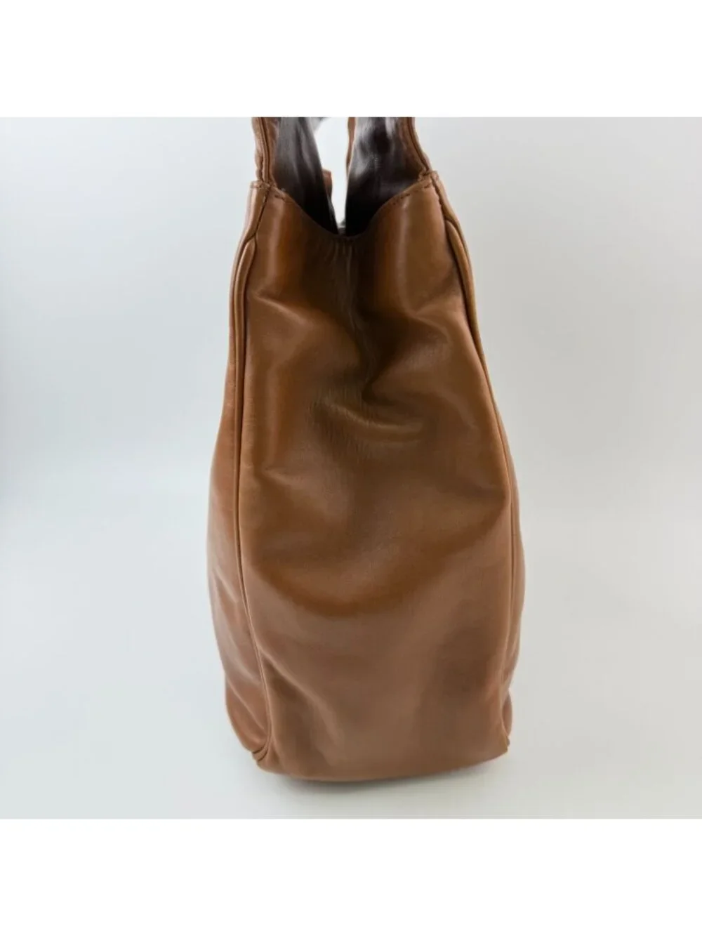Chanel CC Logo Cutout Handle Handbag Leather Brown Seal Vintage